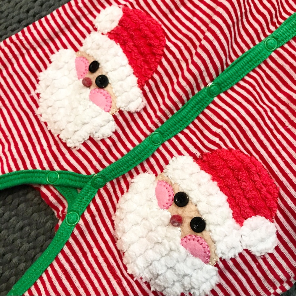 Mudpie Striped Santa Super Soft Red Footie Pajamas - Picture 3 of 7